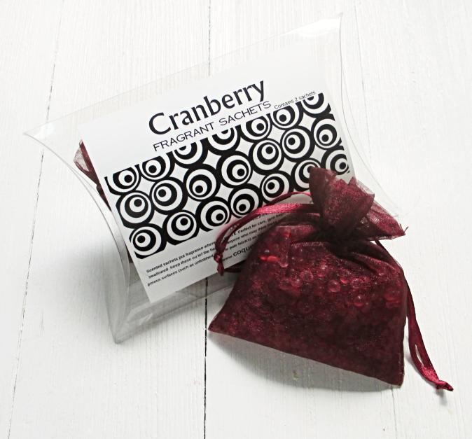 Cranberry Sachets, 2pc package, classic tart berry fragrance Coquette